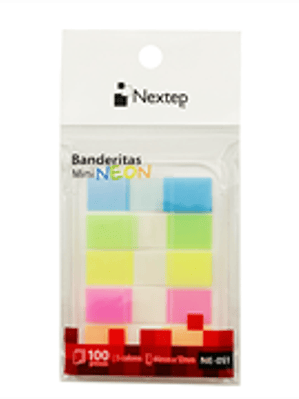 Banderitas Nextep Mini Neon 5 Colores 100 Piezas c/10 Estuches