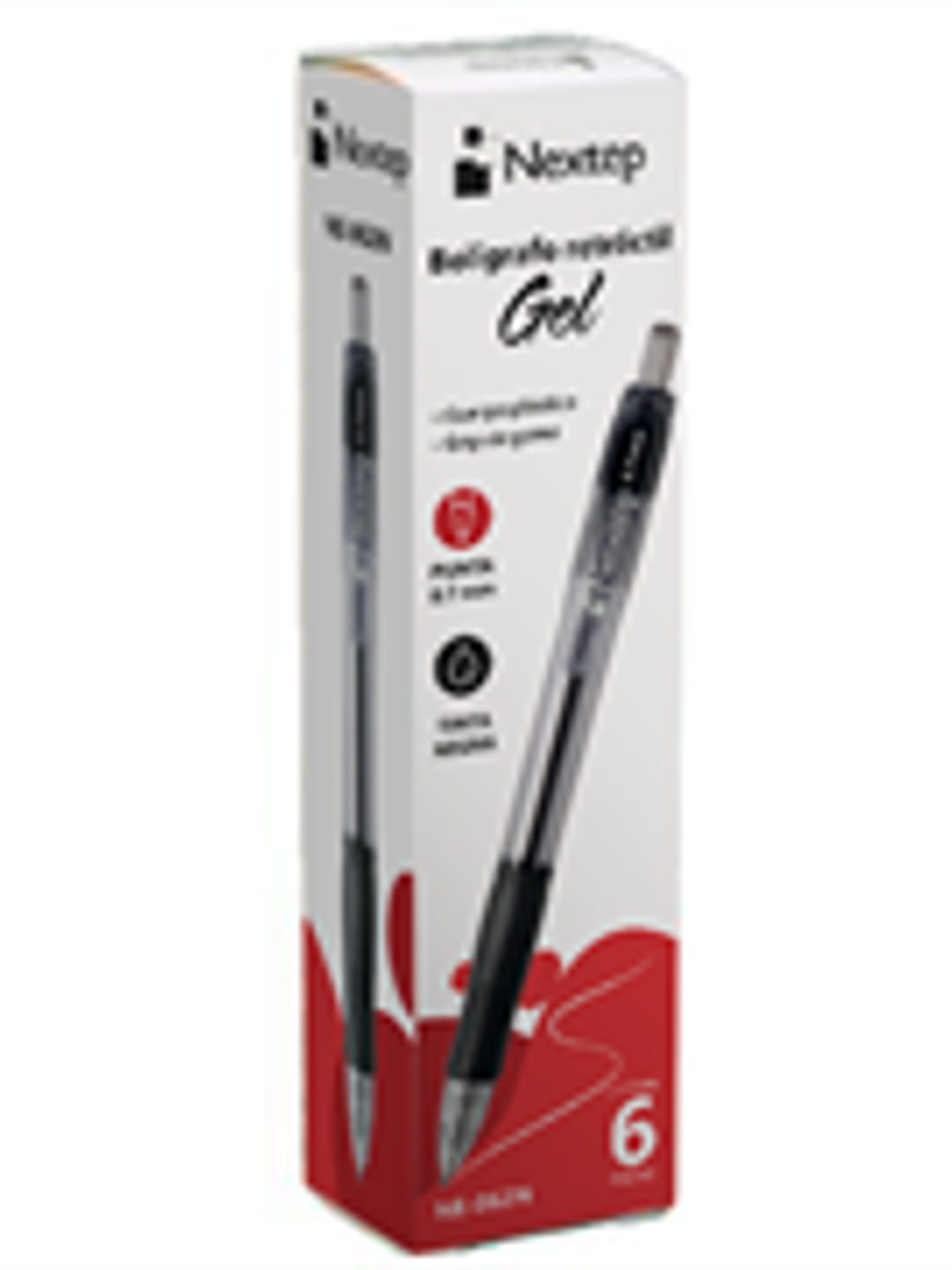 Boligrafo Nextep Gel Retractil Mediano 0.7mm Negro c/6 1