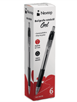 Boligrafo Nextep Gel Retractil Mediano 0.7mm Negro c/6