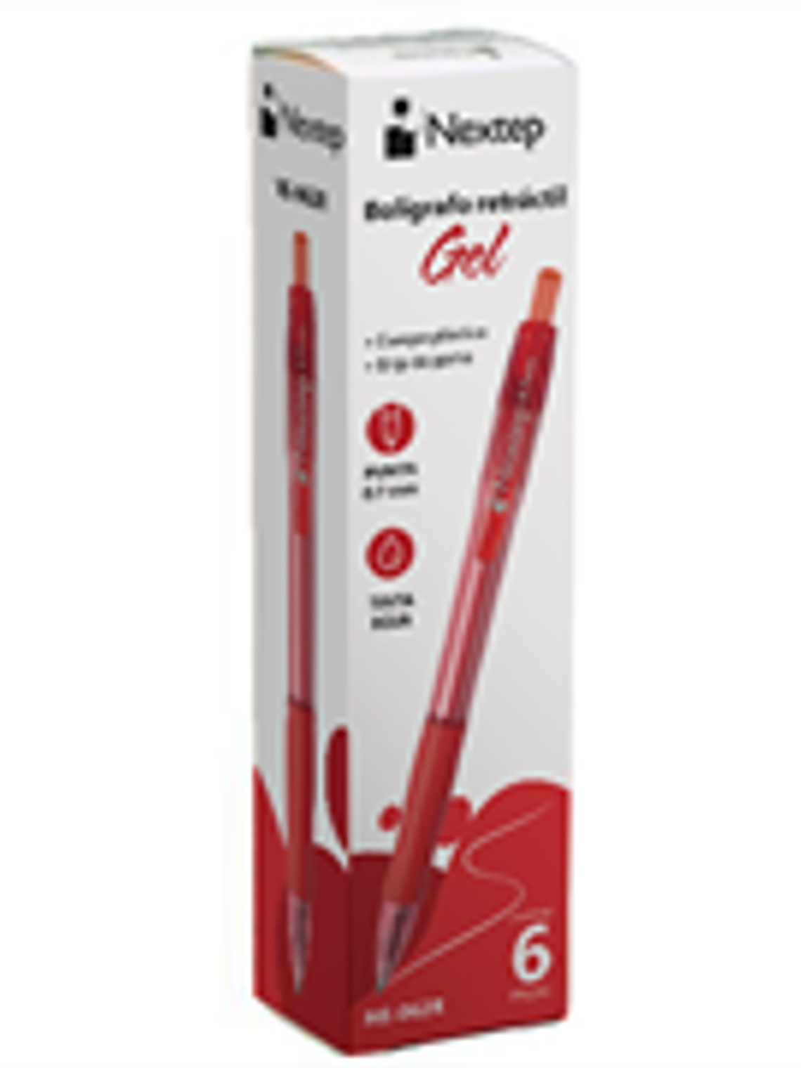 Boligrafo Nextep Gel Retractil Mediano 0.7mm Rojo c/6 1