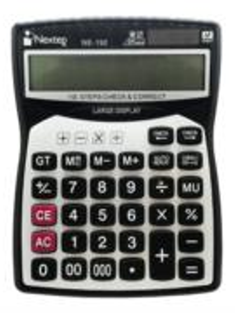Calculadora Nextep 12 Dígitos Pantalla Grande Escritorio Cubierta Metálica Batería/Solar 1