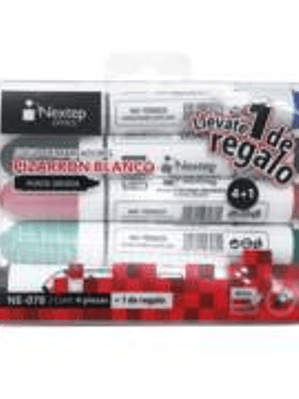 Marcadores Nextep para Pizarrón Blanco Juego 4 Colores Punta Gruesa Cincel 4mm