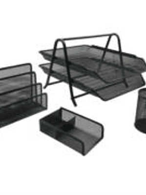 Juego de Charola Organizadora Nextep Malla Metálica 2 Niveles Tipo Oficio y 3 Accesorios