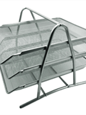 Charola Organizadora Nextep Malla Metálica de 3 Niveles Plata Tipo Oficio