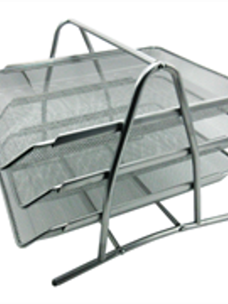 Charola Organizadora Nextep Malla Metálica de 3 Niveles Plata Tipo Oficio 1