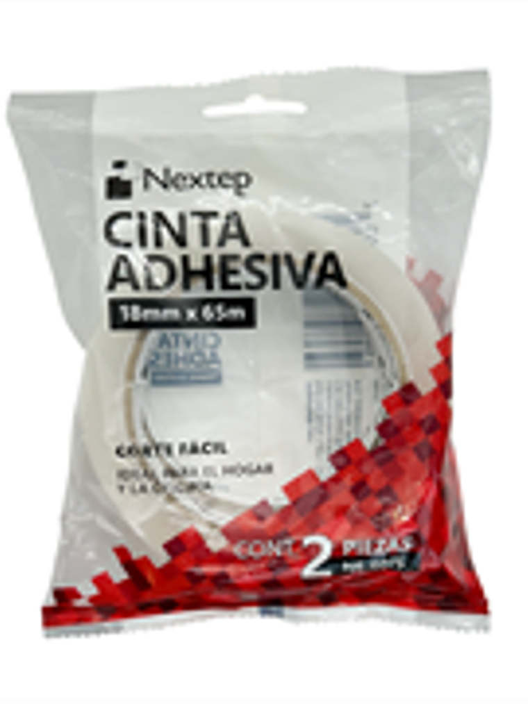 Cinta Adhesiva Nextep Corte Facil 18mm x 65mts Bolsa c/2 Piezas 1