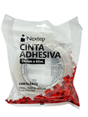Cinta Adhesiva Nextep Corte Facil 24mm x 65mts Bolsa c/2 Piezas