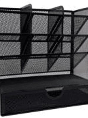 Organizador Nextep Malla Metalica para Escritorio Multi Secciones con Cajon