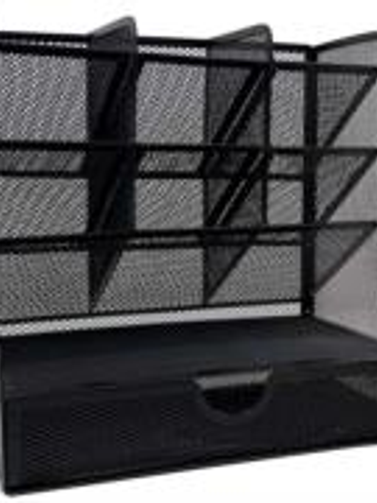 Organizador Nextep Malla Metalica para Escritorio Multi Secciones con Cajon 1