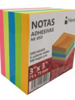 Notas Adhesivas Nextep 3x3 Neón 5 Bloques 500 Hojas