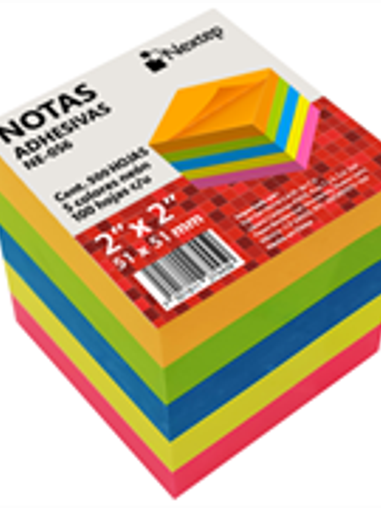Notas Adhesivas Nextep 2x2 Neon 5 Bloques 500 Hojas 1