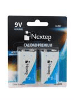 Pilas Nextep 9V Alcalinas Cuadrada 6LR61 c/2 Piezas
