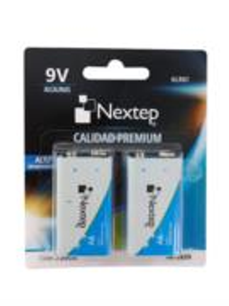Pilas Nextep 9V Alcalinas Cuadrada 6LR61 c/2 Piezas 1