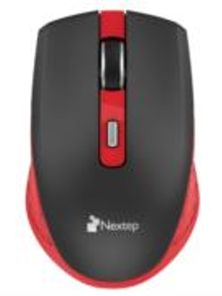 Mouse Nextep Inalámbrico Recargable Switch Encendido 1600 dpi Color Negro-Rojo 1