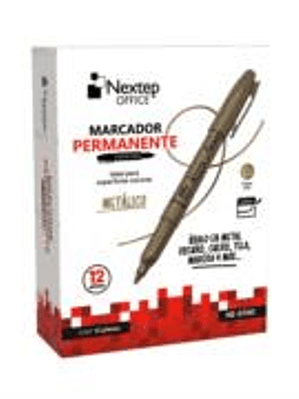 Marcador Nextep Permanente Punta Fina 2mm Oro C/12