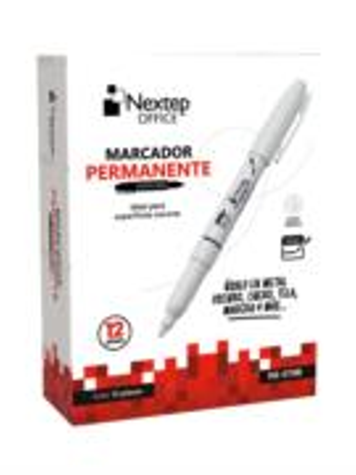 Marcador Nextep Permanente Punta Fina 2mm Blanco C/12 1
