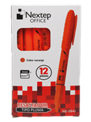 Marcador Nextep Resaltador Tipo Pluma Punta Cincel Color Naranja C/12 Pzas