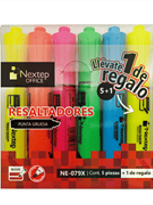Marcador Nextep Resaltador Juego de 5 Colores Punta Cincel 4mm