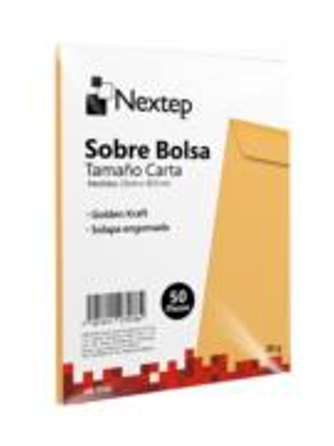Sobre Bolsa Nextep Económico Tamaño Carta Solapa Engomada Paquete c/50 1