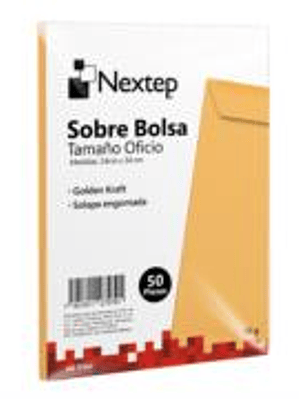 Sobre Bolsa Nextep Económico Tamaño Oficio Solapa Engomada Paquete c/50