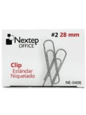 Clip Nextep Estándar Niquelado #2 28mm C/10 100 Clips c/u