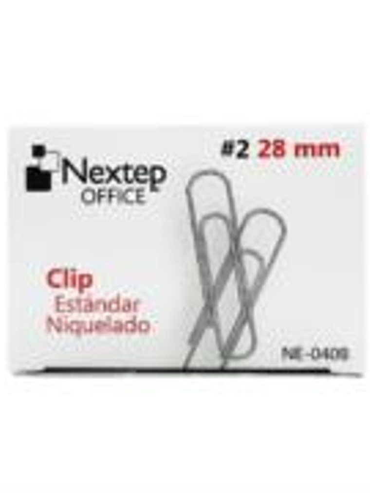 Clip Nextep Estándar Niquelado #2 28mm C/10 100 Clips c/u 1