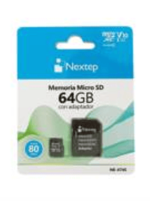 Memoria Micro SD Nextep 64GB Clase 10 UHS U1 c/Adaptador