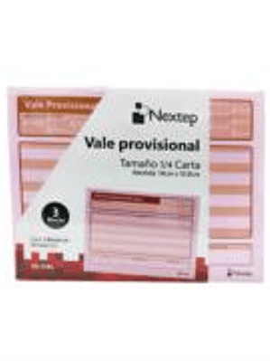 Vale Provisional de Caja Nextep 1/4 Carta 3 Blocks C/50 CU