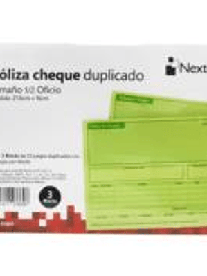 Poliza Cheque Nextep 1/2 Oficio 3 Blocks 25 Juegos Duplicados CU