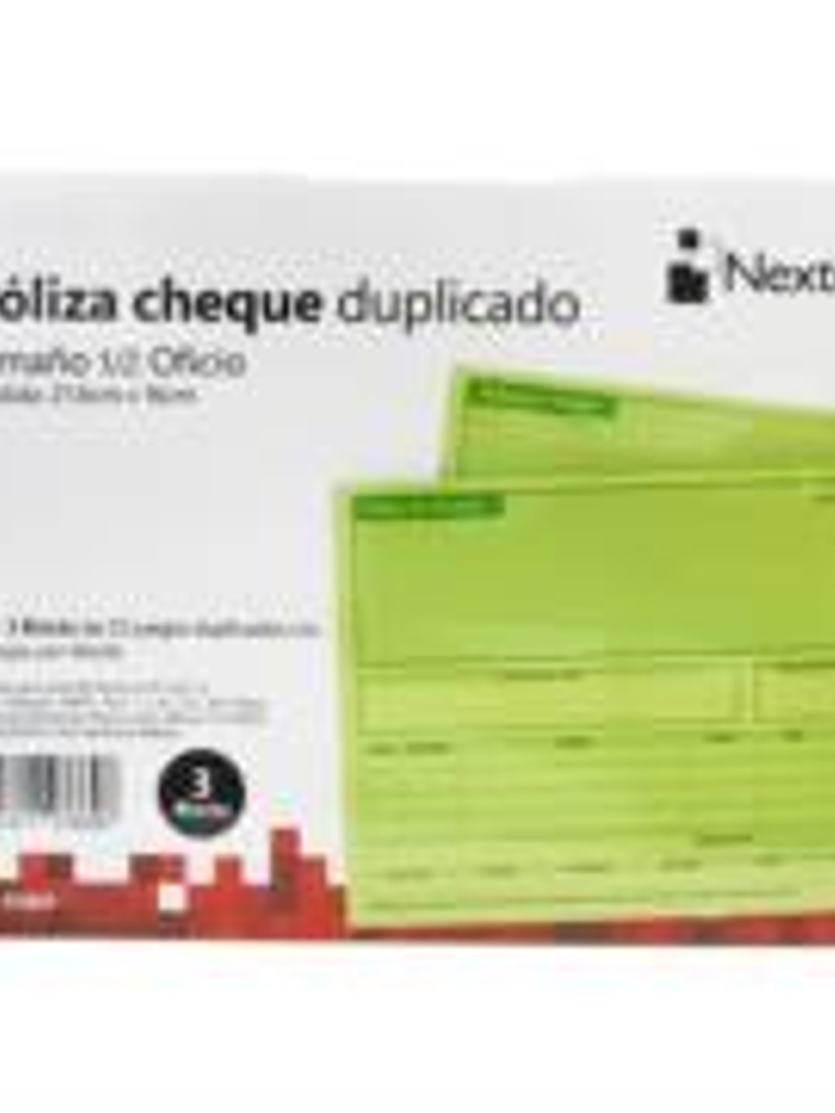 Poliza Cheque Nextep 1/2 Oficio 3 Blocks 25 Juegos Duplicados CU 1