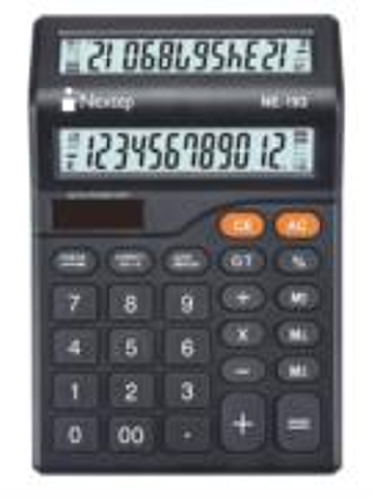 Calculadora Nextep 12 Digitos Pantalla Doble Escritorio Solar/Bateria Funcion Revisar Y Corregir 1