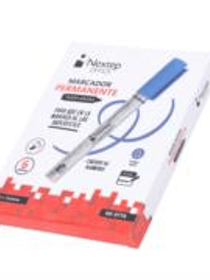 Marcador Nextep Permanente Cuerpo Aluminio Punta Gruesa Cincel 4mm Azul C/6