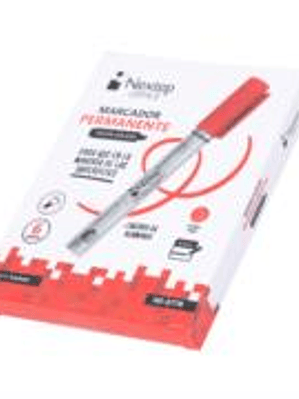 Marcador Nextep Permanente Cuerpo Aluminio Punta Gruesa Cincel 4mm Rojo C/6