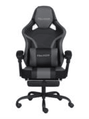 Silla Gamer Nextep Ergonomica Falkor Masaje Lumbar y Reposa Pies Color Gris/Negro