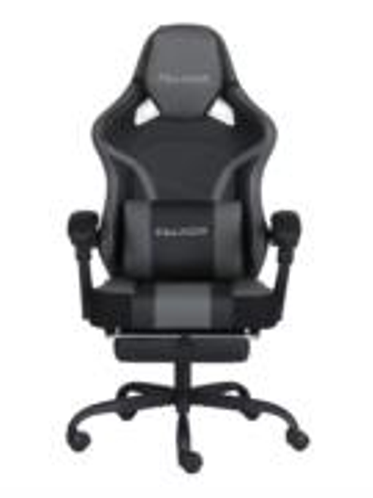 Silla Gamer Nextep Ergonomica Falkor Masaje Lumbar y Reposa Pies Color Gris/Negro 1