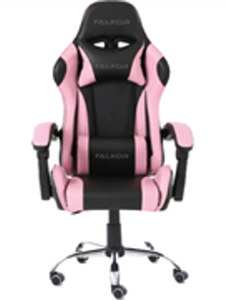Silla Gamer Ergonómica Modelo Falkor Color Negro-Rosa 1