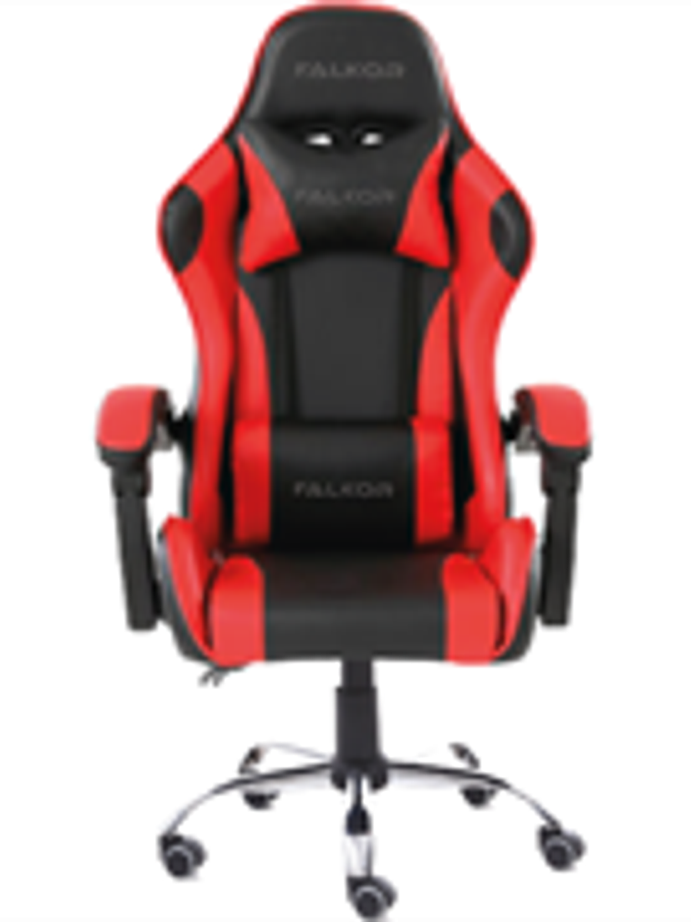 Silla Gamer Ergonómica Modelo Falkor Color Negro-Rojo 1