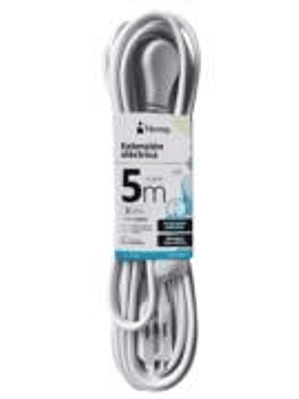 Extension electrica Nextep para Casa/Oficina 16 AWG 5m Clavija Plana Blanca