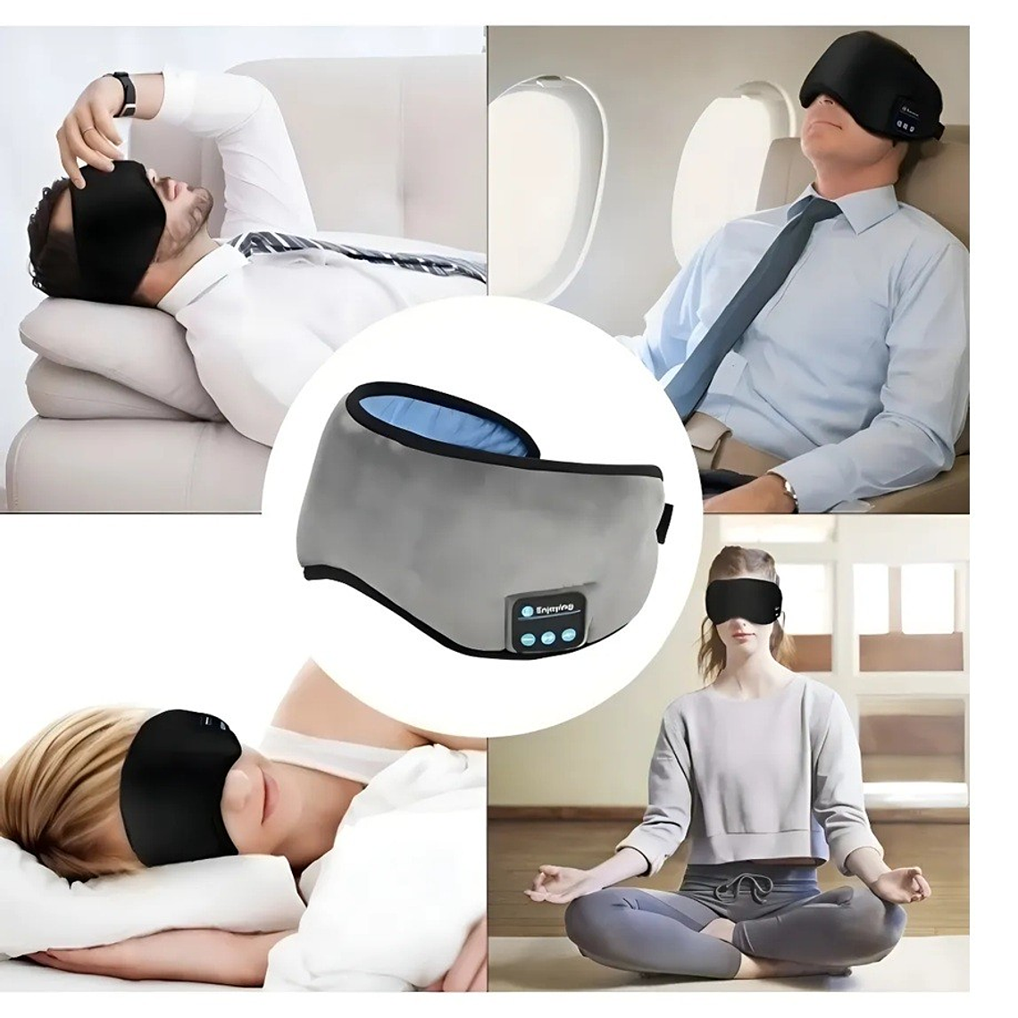 Antifaz ajustable con Bluetooth para dormir – descanso total, oscuridad y relax auditivo 4
