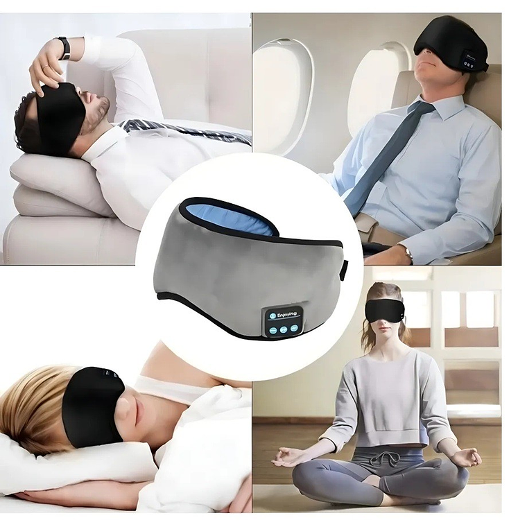 Antifaz ajustable con Bluetooth para dormir – descanso total, oscuridad y relax auditivo 4