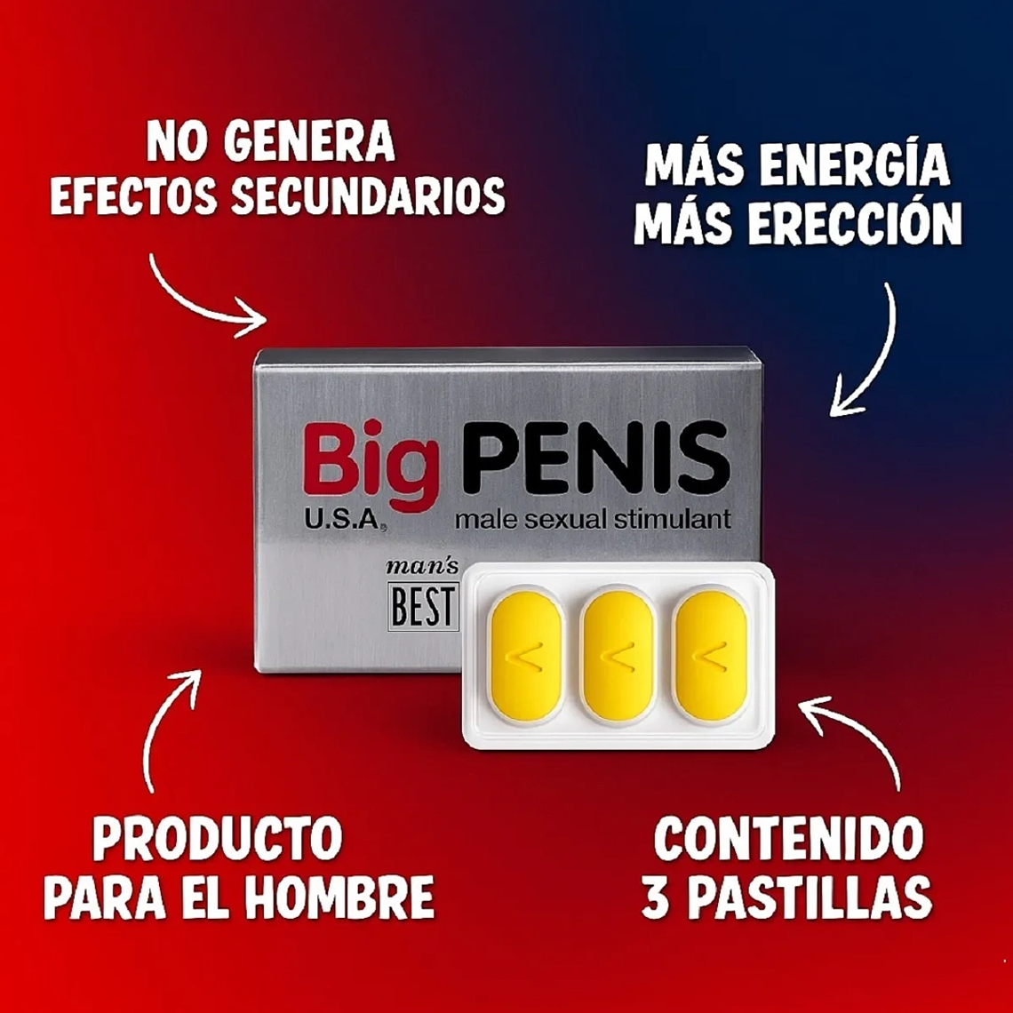 Estimulante Sexual Masculino Big Penis 3 Cápsulas – Triple Acción 6