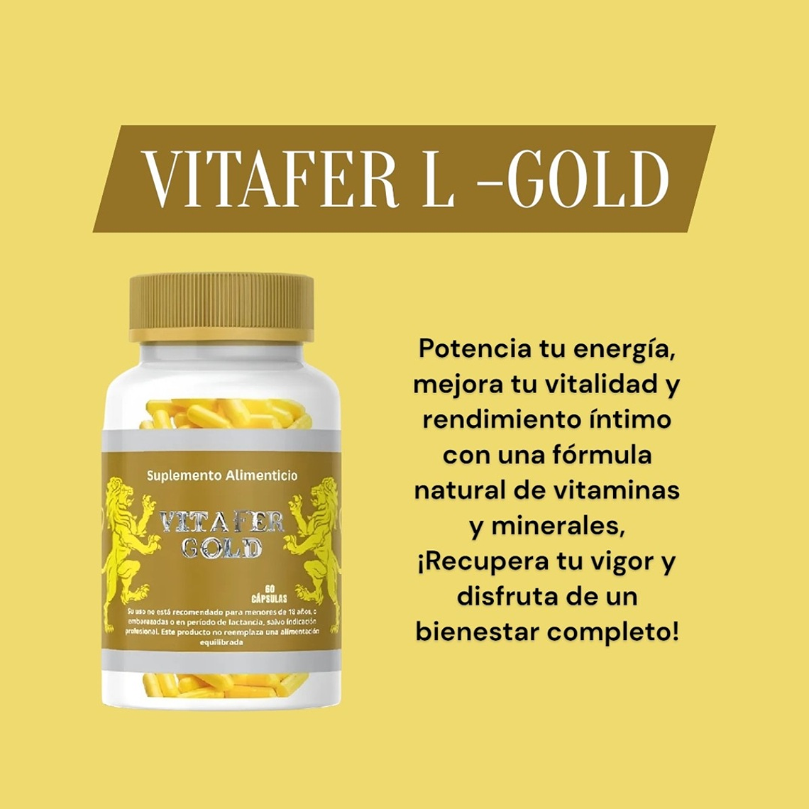 Cápsulas Potenciador Masculino Vitafer L Gold – Energía y Libido Natural 2