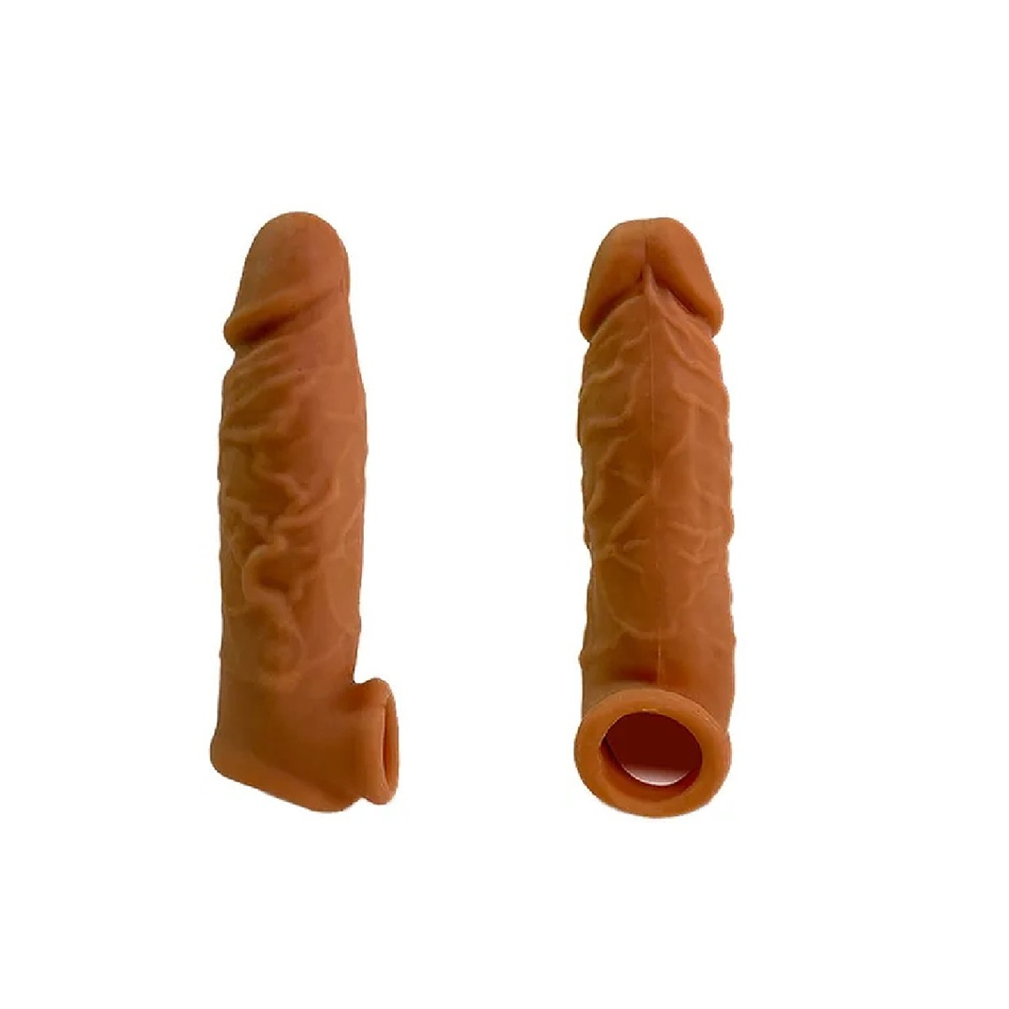 Funda Extensora Realista de Silicona para Pene con Anillo Escrotal – Color Piel 4