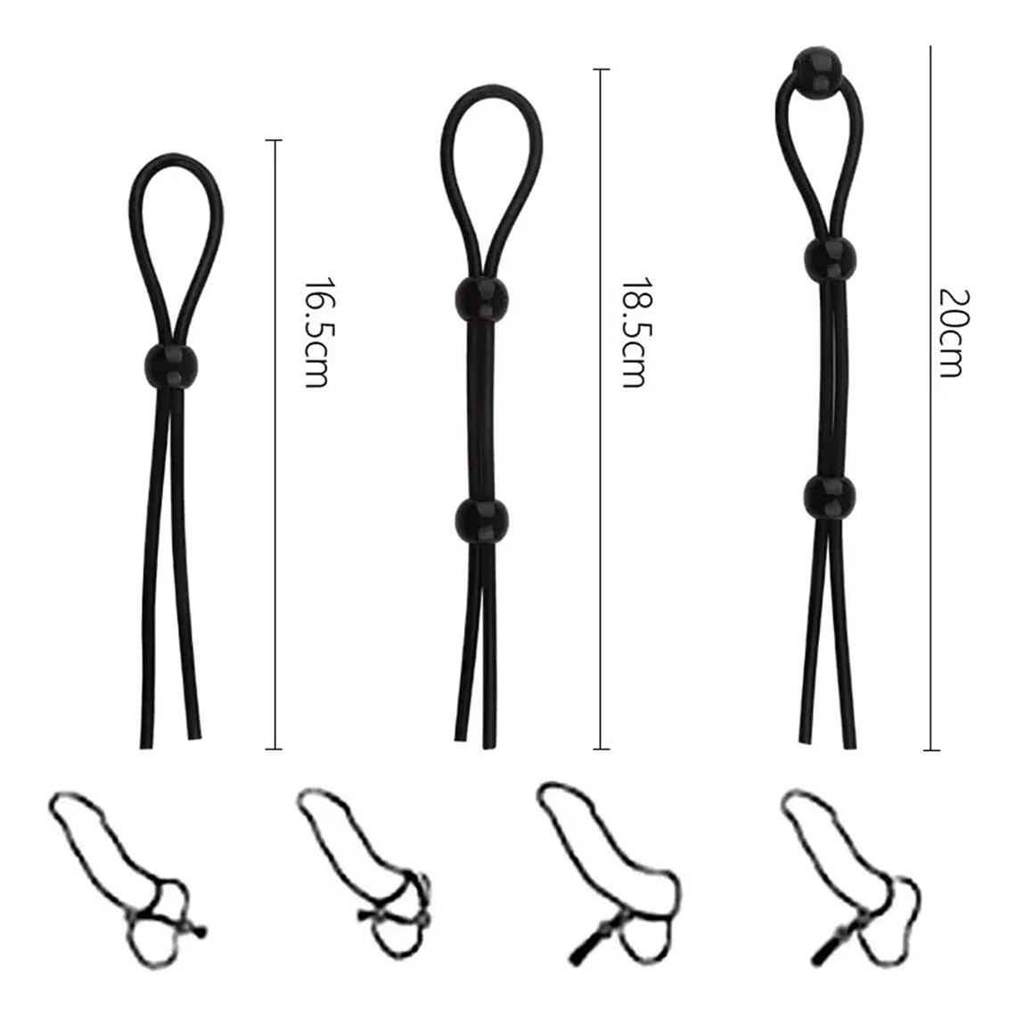 Anillos Ajustables de Silicona para Pene y Testículos Pack x3 Negro – Prolonga Erección y Placer 2