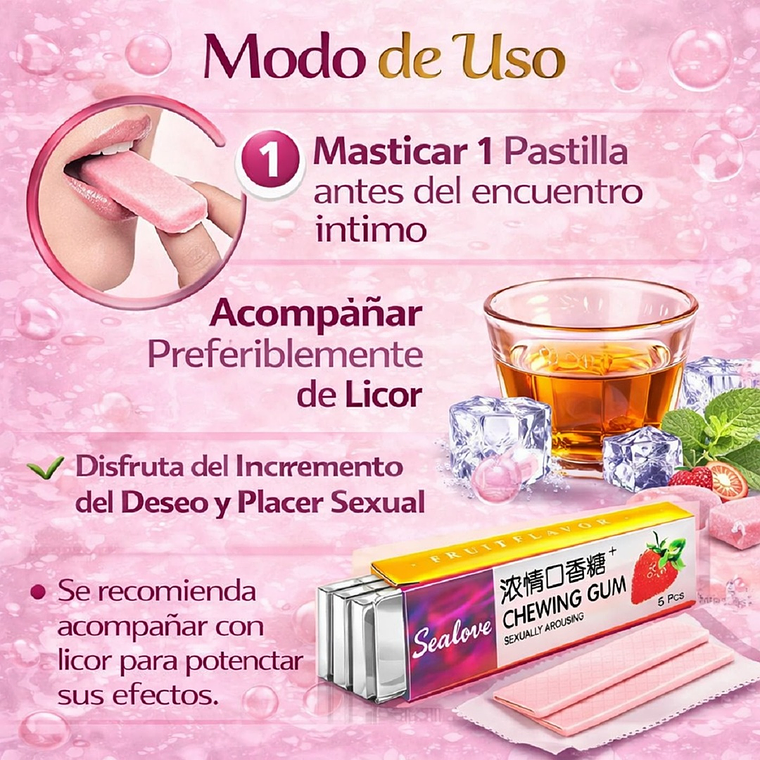 Chicles Excitantes Femeninos Sex Love Sabor Frutilla – Suplemento Intimidad 2