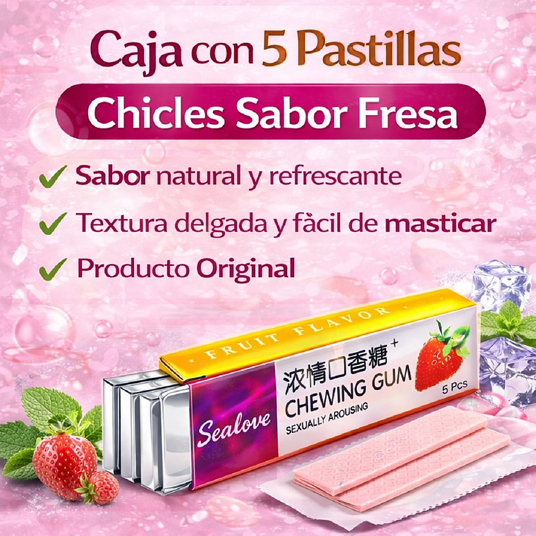 Chicles Excitantes Femeninos Sex Love Sabor Frutilla – Suplemento Intimidad 4
