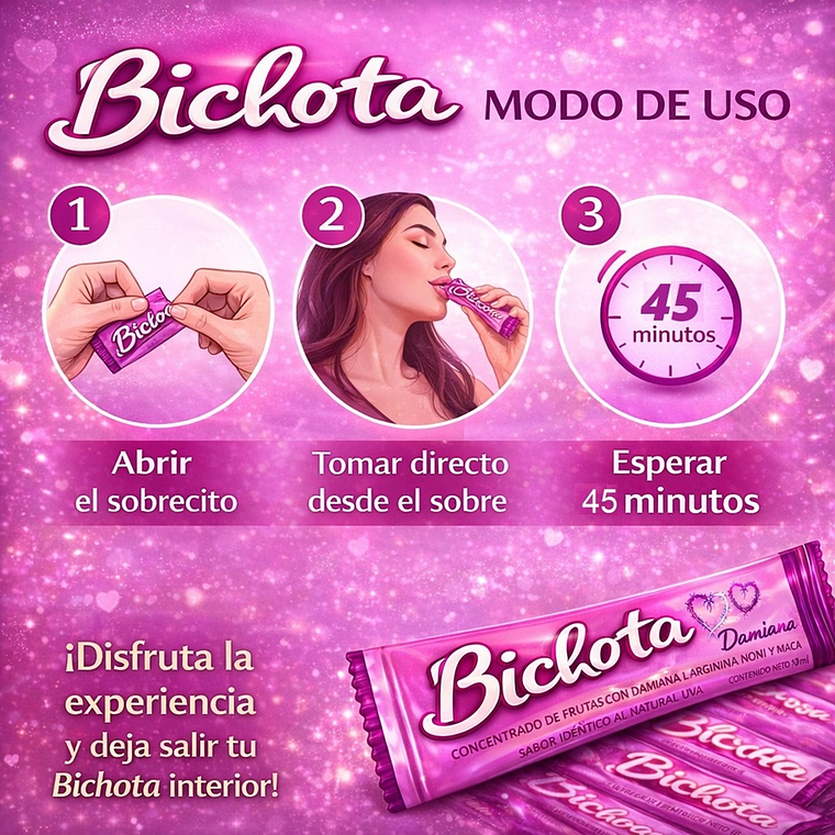 Potenciador Sexual Femenino Bichota Damiana Sachet 10ml – Libido y Energía Natural 2