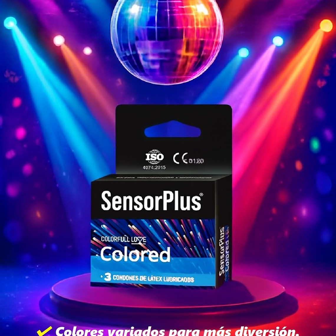 Preservativos Sensor Plus Colored Pack 3 Unidades – Condones de Colores Látex Natural Lubricados 2