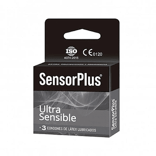 Preservativos Sensor Plus Ultra Sensible Pack 3 Unidades – Condones Ultra Finos Látex Natural Lubricados