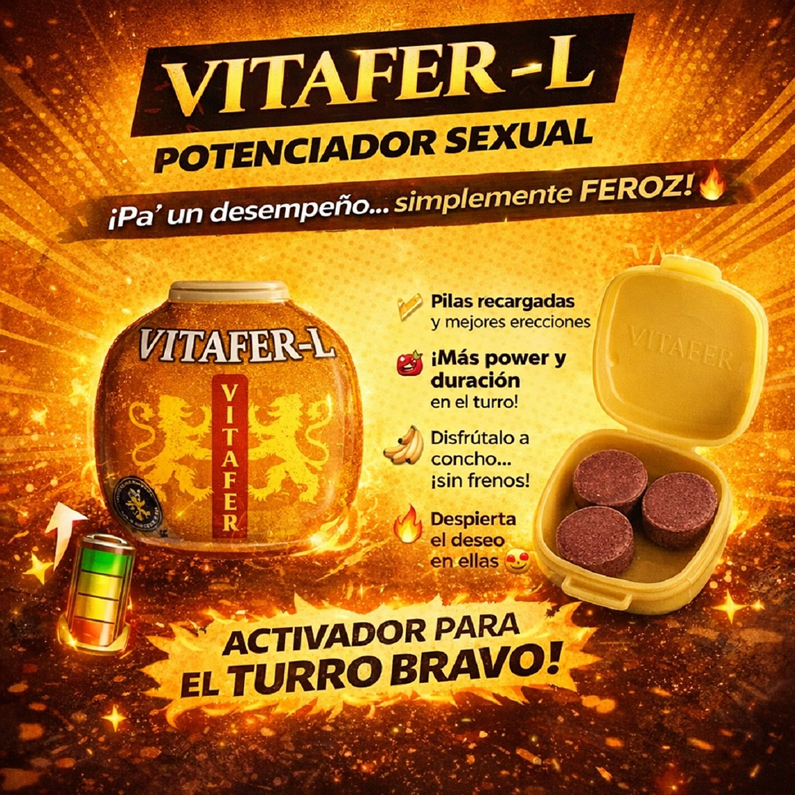 Vitafer L Estimulante Sexual Masculino Pack 3 Cápsulas – Suplemento Energético  3